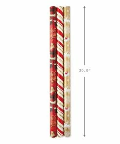 Hallmark Red And Gold 3-Pack Reversible Christmas Wrapping Paper, 120 Sq. Ft. -Department Store Shop 3Pack Red and Gold Reversible Christmas Wrapping Paper 5JXW1029 03