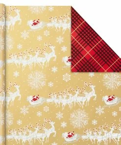 Hallmark Red And Gold 3-Pack Reversible Christmas Wrapping Paper, 120 Sq. Ft. -Department Store Shop 3Pack Red and Gold Reversible Christmas Wrapping Paper 5JXW1029 06