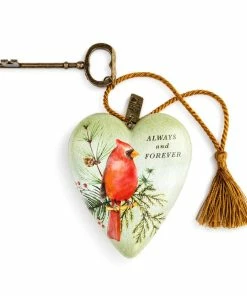 Demdaco Always And Forever Cardinal Art Heart With Key Stand