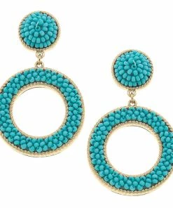 Talulah Aqua Seed Bead Drop Earrings