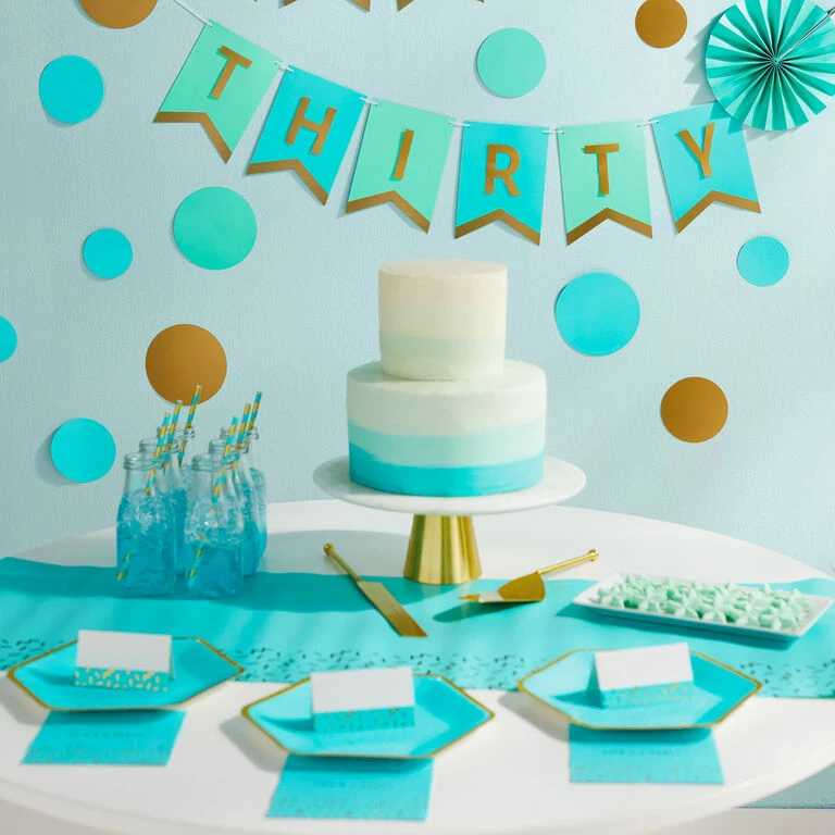 Hallmark Color Pop 60-Piece Tableware Premium Party Kit, Aqua Hexagon 3 Hallmark Color Pop 60-Piece Tableware Premium Party Kit, Aqua Hexagon - Image 3