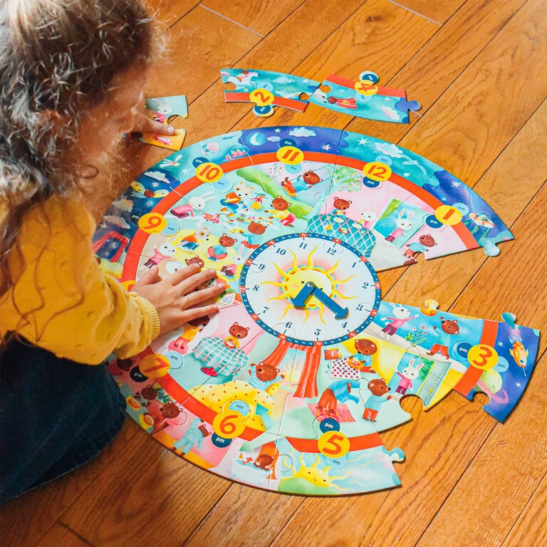 Eeboo Around The Clock 25-Piece Giant Jigsaw Puzzle For Kids 4 Eeboo Around The Clock 25-Piece Giant Jigsaw Puzzle For Kids - Image 4