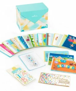 Hallmark Assorted All-Occasion Greeting Cards In Pastel Watercolor Organizer, Box Of 24