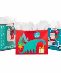 Hallmark 13" And 15.5" Assorted Kids 3-Pack Christmas Gift Bags With Tissue Paper