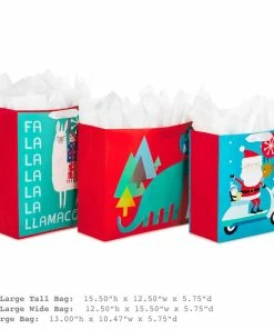Hallmark 13" And 15.5" Assorted Kids 3-Pack Christmas Gift Bags With Tissue Paper -Department Store Shop Assorted L and XL Kids Christmas Gift Bags 5XGB4896 03