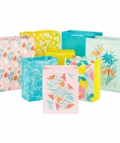 Hallmark Assorted Floral And Solid 8-Pack Medium And Large Gift Bags