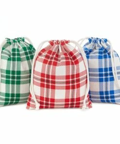 Hallmark 10" Assorted Plaid 3-Pack Fabric Gift Bags