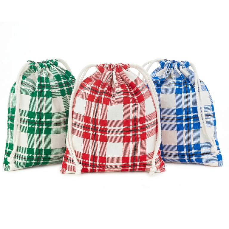 Hallmark 10" Assorted Plaid 3-Pack Fabric Gift Bags 1 Hallmark 10" Assorted Plaid 3-Pack Fabric Gift Bags