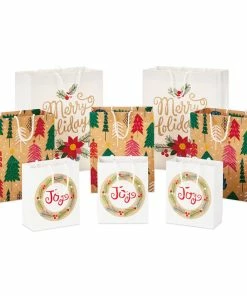 Hallmark Assorted Holiday Merry 8-Pack Small, Medium And Large Christmas Gift Bags