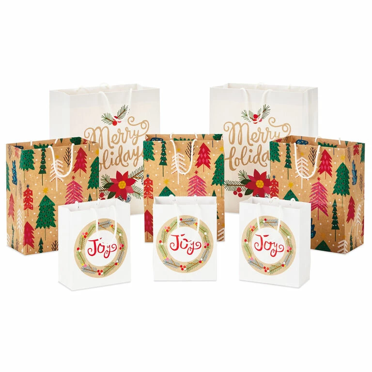 Hallmark Assorted Holiday Merry 8-Pack Small, Medium And Large Christmas Gift Bags 1 Hallmark Assorted Holiday Merry 8-Pack Small, Medium And Large Christmas Gift Bags