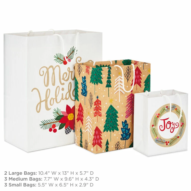 Hallmark Assorted Holiday Merry 8-Pack Small, Medium And Large Christmas Gift Bags 3 Hallmark Assorted Holiday Merry 8-Pack Small, Medium And Large Christmas Gift Bags - Image 3