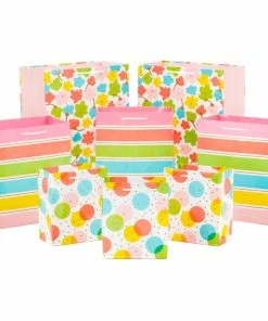 Hallmark Assorted Pastel Designs 8-Pack Small, Medium And Large Gift Bags