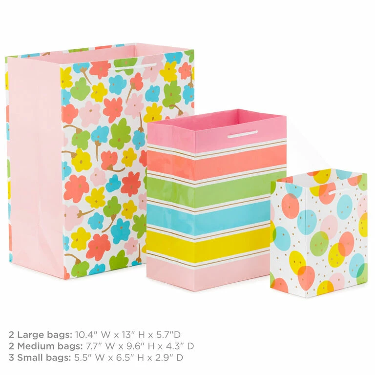 Hallmark Assorted Pastel Designs 8-Pack Small, Medium And Large Gift Bags 3 Hallmark Assorted Pastel Designs 8-Pack Small, Medium And Large Gift Bags - Image 3