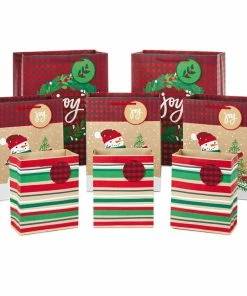 Hallmark Assorted Rustic Designs 8-Pack Small, Medium And Large Christmas Gift Bags