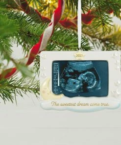 Hallmark Sweetest Dream Come True 2023 Porcelain Photo Frame Ornament -Department Store Shop Baby Sonogram Picture Frame Keepsake Ornament 1999QHX3117 02