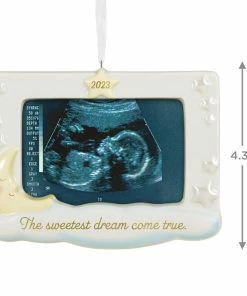 Hallmark Sweetest Dream Come True 2023 Porcelain Photo Frame Ornament -Department Store Shop Baby Sonogram Picture Frame Keepsake Ornament 1999QHX3117 03