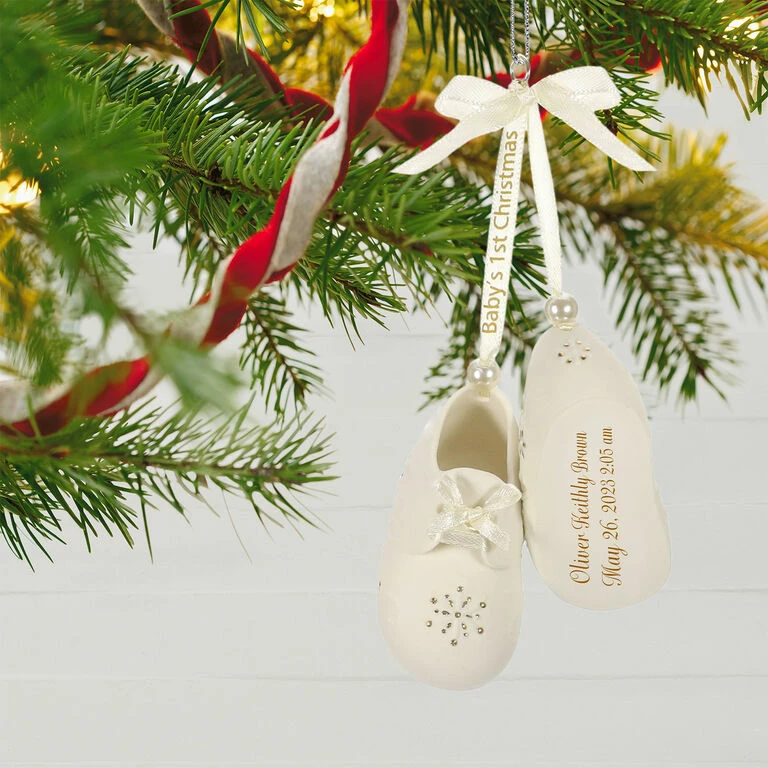 Baby’s First Christmas Booties Porcelain Personalized Ornament 2 Baby’s First Christmas Booties Porcelain Personalized Ornament - Image 2