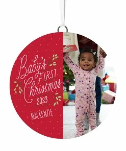 Hallmark Baby's First Christmas Personalized Text And Vertical Photo Ceramic Ornament