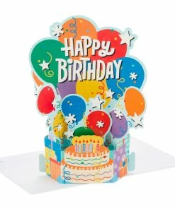 Hallmark Balloon Bouquet Boxed Pop-Up Birthday Cards, Pack Of 8