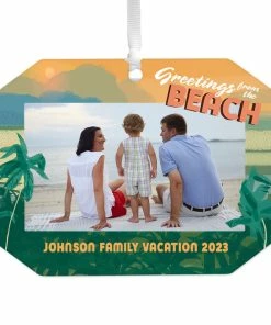 Hallmark Beach Vacation Personalized Text And Photo Metal Ornament