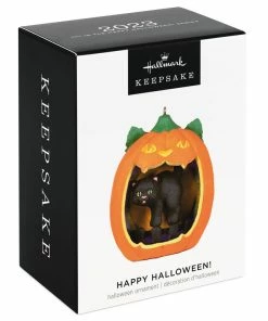Hallmark Happy Halloween! Ornament -Department Store Shop Black Cat Pumpkin Diorama Keepsake Ornament 1799QFO5311 04