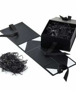 Hallmark 8" Square Black Gift Boxes With Paper Shred, 2-Pack -Department Store Shop Black Large Gift Boxes With Paper Shred 5EBC1856 04