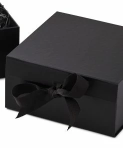 Hallmark 8" Square Black Gift Boxes With Paper Shred, 2-Pack -Department Store Shop Black Large Gift Boxes With Paper Shred 5EBC1856 05