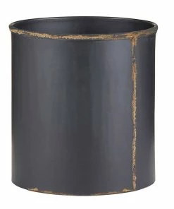Black Recycled Iron And Brass Crock