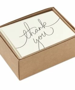 Hallmark Black Script Bulk Boxed Blank Thank-You Notes, Pack Of 40 -Department Store Shop Black Script Boxed Blank ThankYou Notes Multipack 1TYN2453 04