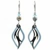Black And Blue Diamond Layered Metal Drop Earrings