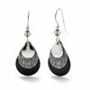 Silver Forest Black And Silver-Tone Layered Metal Teardrop Earrings