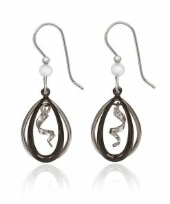 Silver Forest Black And Silver-Tone Metal Spiral Teardrop Earrings