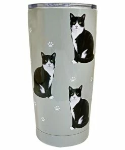 E&S Pets Tuxedo Cat Stainless Steel Tumbler, 20 Oz.