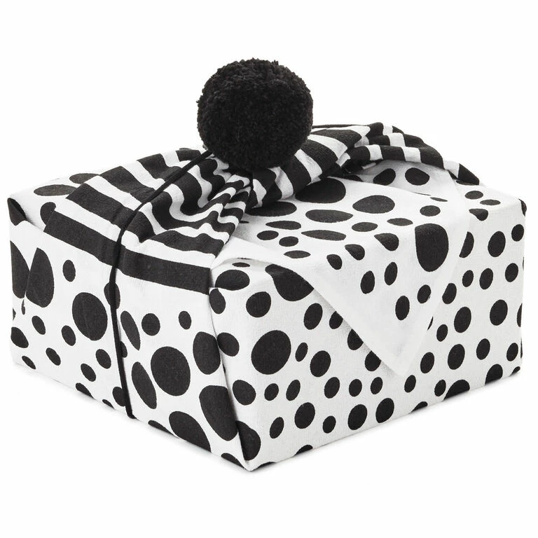 Hallmark 26" Black-and-White Fabric Gift Wrap With Elastic Band 1 Hallmark 26" Black-and-White Fabric Gift Wrap With Elastic Band