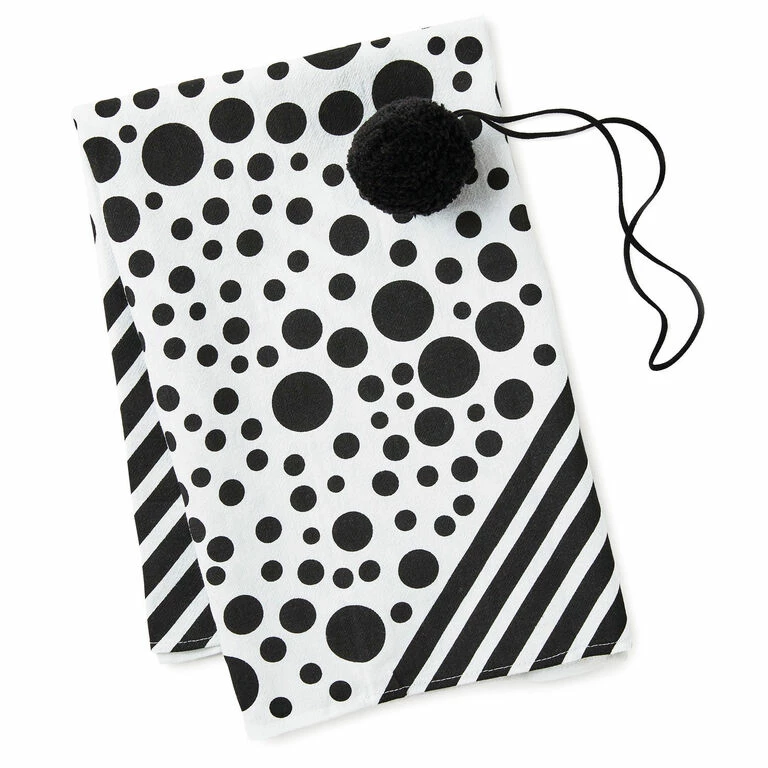 Hallmark 26" Black-and-White Fabric Gift Wrap With Elastic Band 3 Hallmark 26" Black-and-White Fabric Gift Wrap With Elastic Band - Image 3