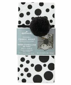 Hallmark 26" Black-and-White Fabric Gift Wrap With Elastic Band 11 Hallmark 26" Black-and-White Fabric Gift Wrap With Elastic Band -Department Store Shop BlackandWhite Square Flat Wrapping Cloth 1299EJR6377 06