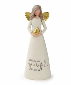 Blossom Bucket Awake Grateful Blessed Angel Figurine, 8"