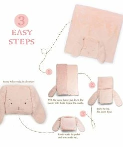 Bunnies By The Bay Blossom Bunny Tuck Me In Blanket, 28" -Department Store Shop Blossom Bunny Pink Tuck Me In Blanket 100726 03