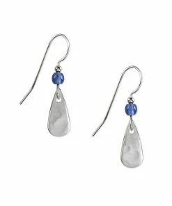 Silver Forest Blue Bead And Silver-Tone Metal Teardrop Earrings