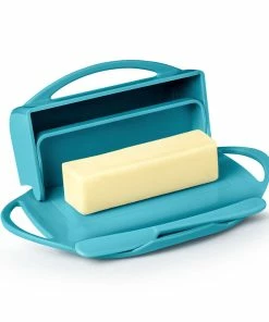 Department Store Shop -Department Store Shop Blue Plastic FlipTop Butter Dish With Knife BTRAQU1009 02
