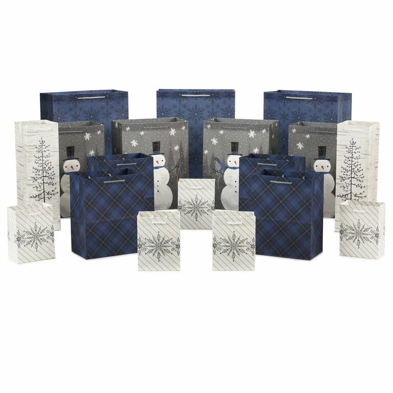 Hallmark Bulk Blue And Gray 18-Pack Holiday Gift Bags, Assorted Sizes And Designs 1 Hallmark Bulk Blue And Gray 18-Pack Holiday Gift Bags, Assorted Sizes And Designs