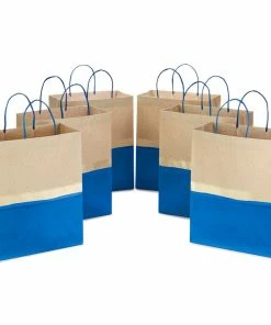 Hallmark 13" Blue And Kraft Paper 6-Pack Gift Bag