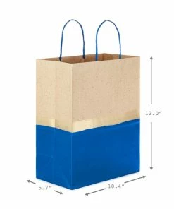 Hallmark 13" Blue And Kraft Paper 6-Pack Gift Bag -Department Store Shop Blue and Kraft Paper 6Pack Large Gift Bags 5EGB6399 03