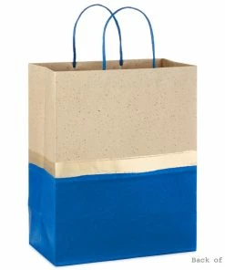 Hallmark 13" Blue And Kraft Paper 6-Pack Gift Bag -Department Store Shop Blue and Kraft Paper 6Pack Large Gift Bags 5EGB6399 04