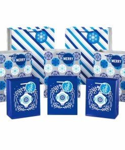 Hallmark Blue And Silver 8-Pack Holiday Gift Bags, Assorted Sizes And Designs