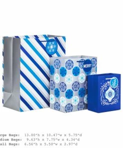 Hallmark Blue And Silver 8-Pack Holiday Gift Bags, Assorted Sizes And Designs 8 Hallmark Blue And Silver 8-Pack Holiday Gift Bags, Assorted Sizes And Designs -Department Store Shop Blue and Silver Holiday Gift Bags Bulk Pack XGB4895 03