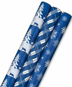 Hallmark Blue And White 3-Pack Holiday Wrapping Paper Assortment, 120 Sq. Ft.