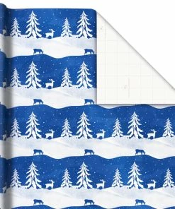Hallmark Blue And White 3-Pack Holiday Wrapping Paper Assortment, 120 Sq. Ft. -Department Store Shop Blue and White Holiday Wrapping Paper Assortment 5JXW1256 03