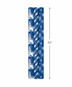 Hallmark Blue And White 3-Pack Holiday Wrapping Paper Assortment, 120 Sq. Ft. -Department Store Shop Blue and White Holiday Wrapping Paper Assortment 5JXW1256 07