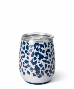 Swig Leopard Noir Stainless Steel Stemless Wine Glass, 14 Oz.